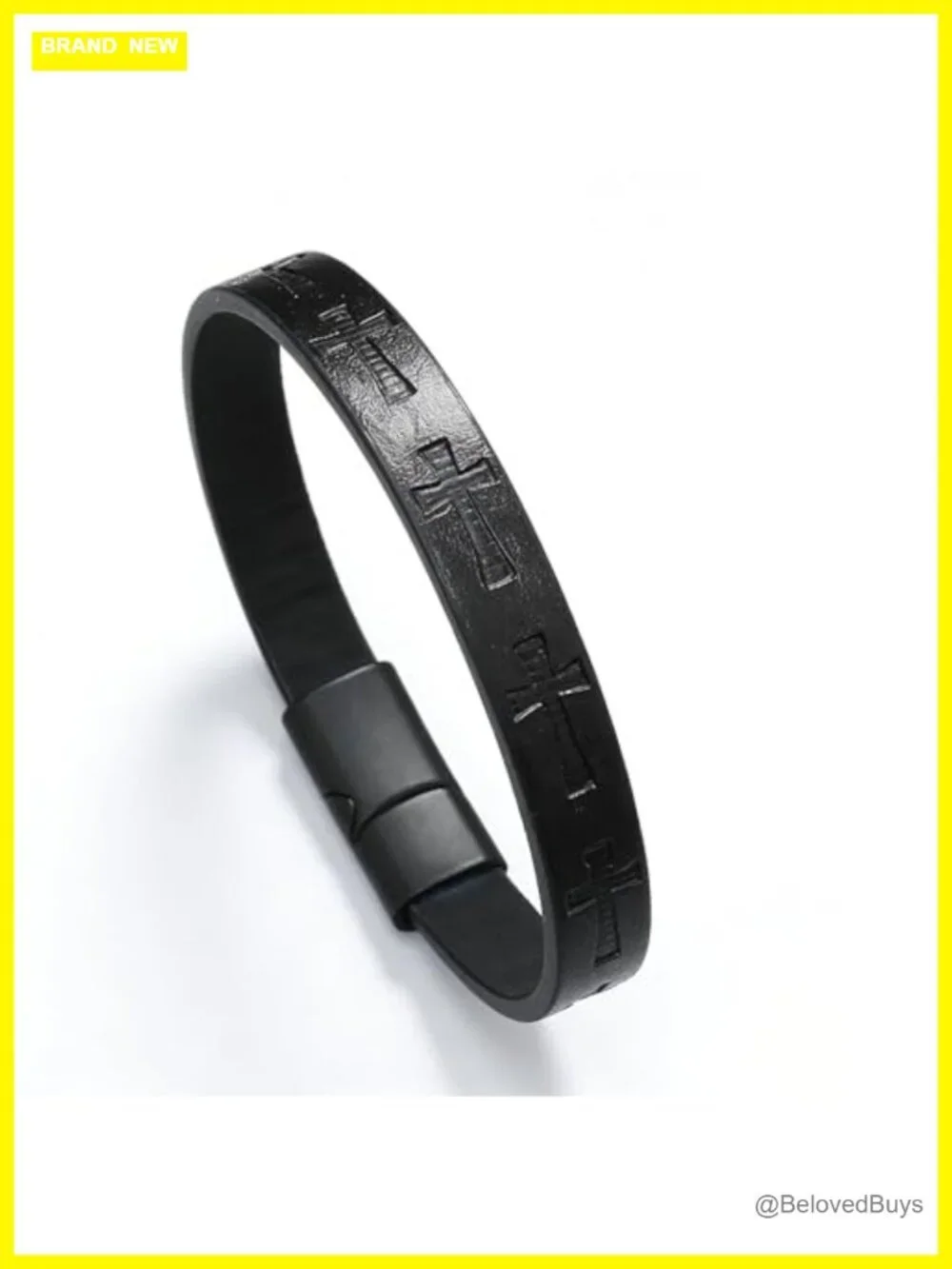 Cross Unique Clasp Woven Bracelet Faux Leather Band Unisex